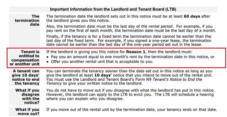 when does a landlord need to provide compensation during an eviction toronto realty blog